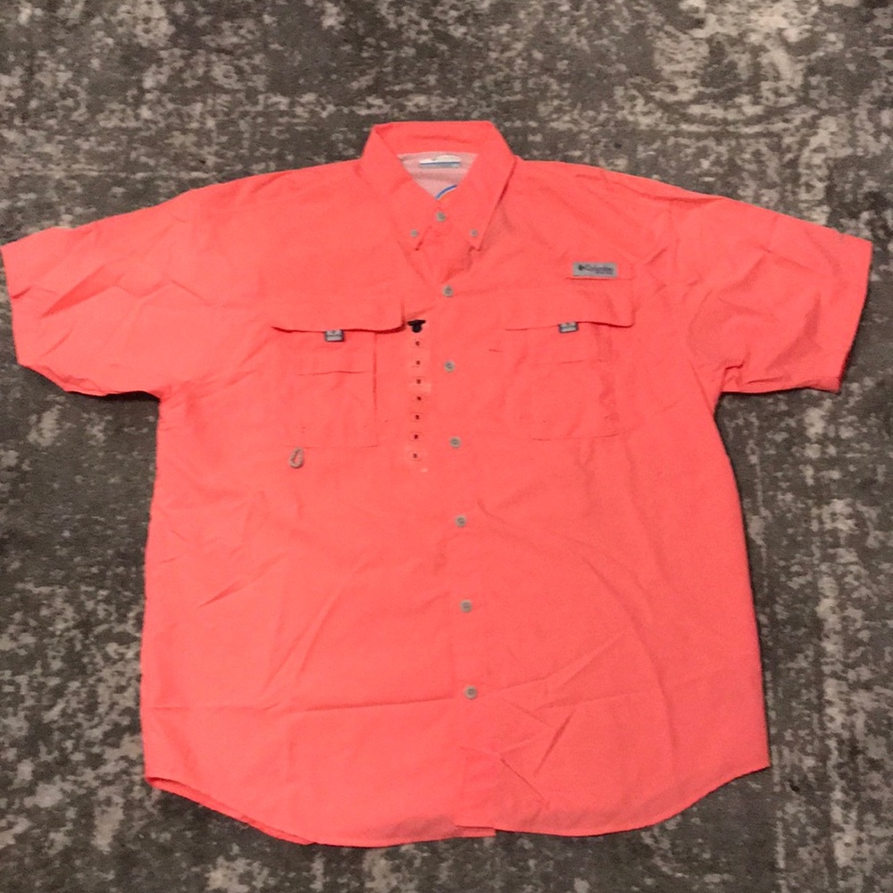 Columbia PFG Fishing Shirt Peach Short Sleeve
